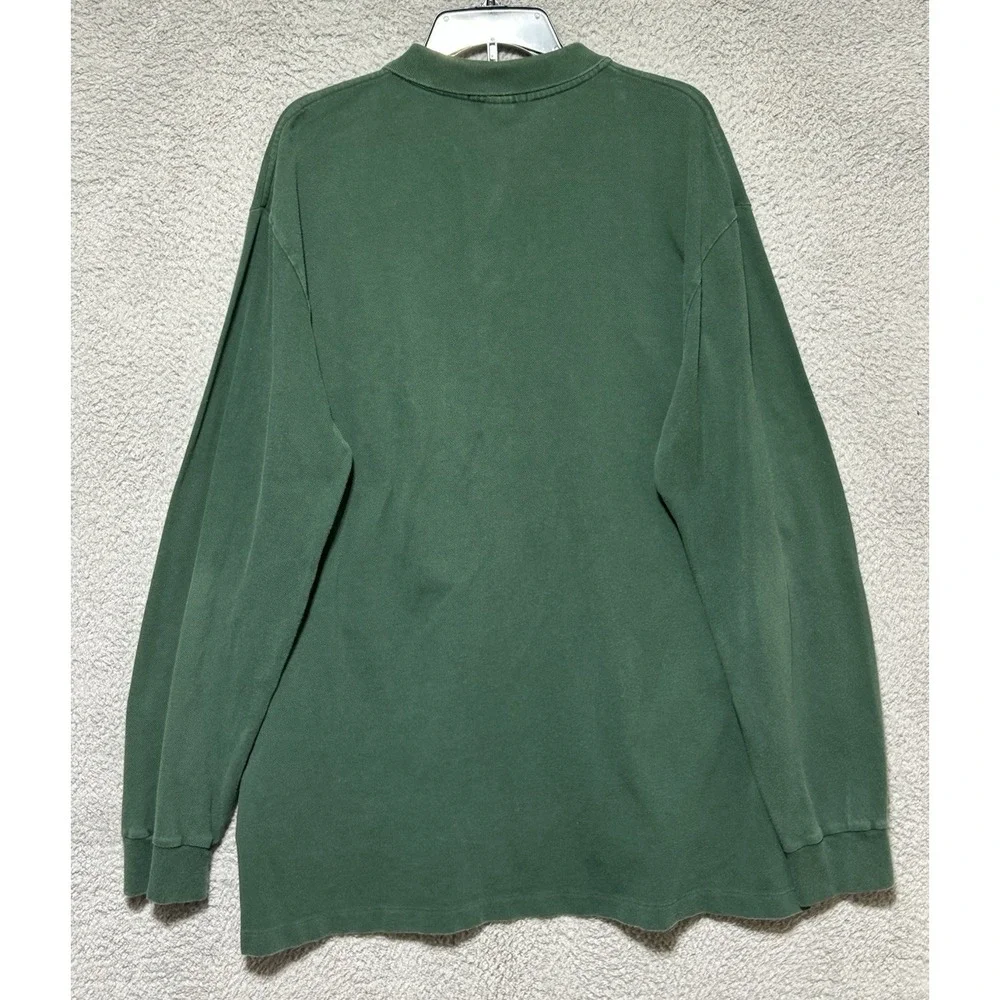 VTG Polo Ralph Lauren Heavyweight Long Sleeve Polo Shirt Mens XXL Green Red Pony
